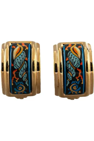 Hermès 20th Century Enamel Cloisonne Clip On costume earrings