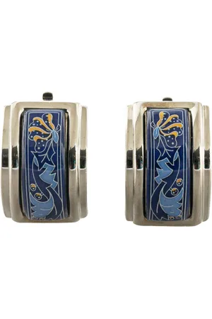 Hermès 20th Century Enamel Cloisonne Clip On costume earrings