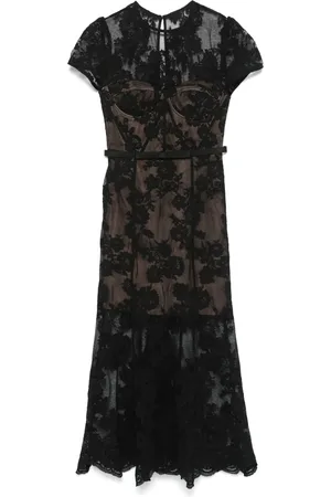 Self-Portrait Lace-overlay midi dress
