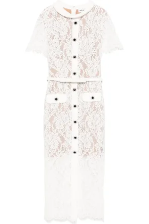 Self-Portrait Floral-lace midi dress