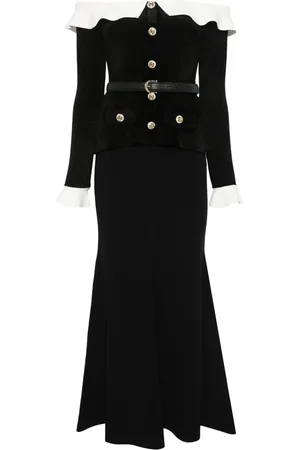 Self-Portrait Off-shoulder chenille midi dress