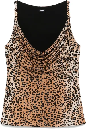 VERSACE Leopard-print cowl-neck top