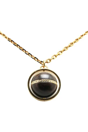 LOUIS VUITTON 2011 Plated Crystal Magnetic Wood Ball Pendant costume necklace