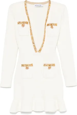 Self-Portrait Lurex-detail knitted mini dress