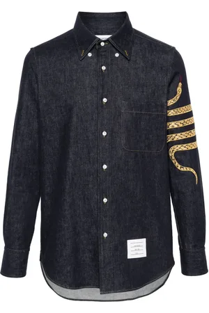 Thom Browne 4 Bar-snake denim shirt