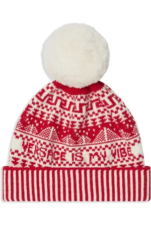 VERSACE Fair Isle jacquard wool beanie