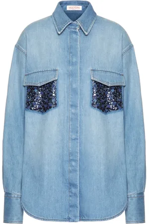 VALENTINO GARAVANI Sequin-embellished denim shirt