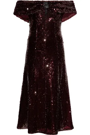 Self-Portrait Sequinned off-shoulder dress