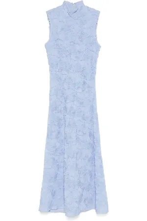 ROTATE Floral-appliqué mesh maxi dress