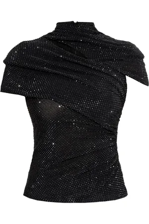 Self-Portrait Sequinned wrap-around top