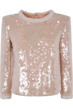 Self-Portrait Pearl trim sequin top