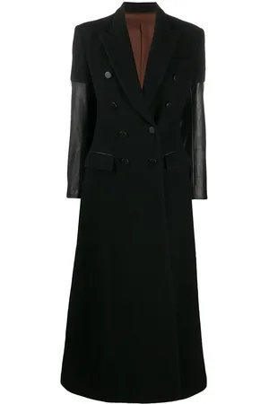 Jean Paul Gaultier 1993 faux-leather sleeves double-breasted coat