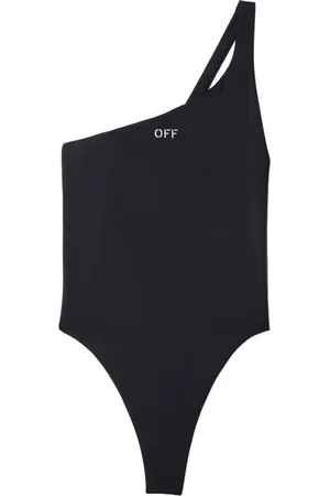 OFF-WHITE Logo-stamp one-shoulder swimsuit