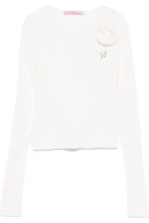 MISS BLUMARINE Floral-appliqu?? sweater