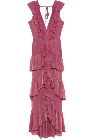 PATBO Metallic ruffle maxi dress