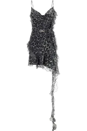 Mach & Mach Leopard-print silk mini dress