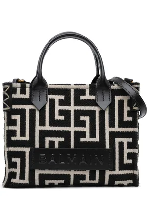 Balmain 2022-2023 Jacquard and Calfskin Monogram B-Army satchel