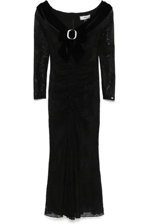 NISSA Bow-detail lace midi dress
