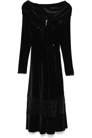 NISSA Off-shoulder velvet midi dress