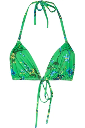 Erdem Floral-print tie-fastening bikini top