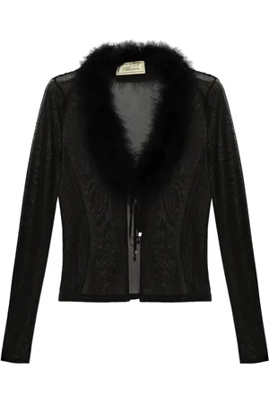BLUMARINE Feather-trim sheer jacket