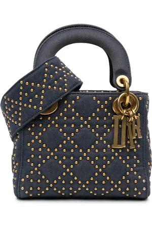 Dior 2017 Mini Denim Cannage Studded Supple Lady Dior satchel