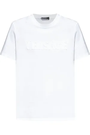 VERSACE Fringed embroidered T-shirt
