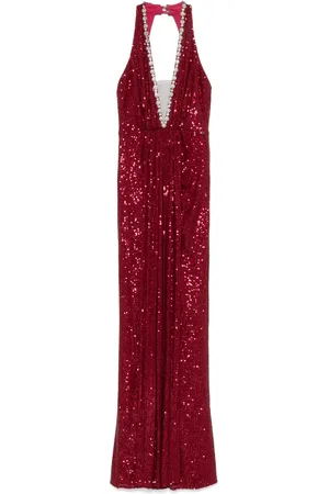 NISSA Sequinned halterneck maxi dress
