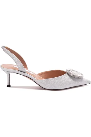 Aquazzura 50mm Crystal Hoop slingback pumps