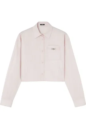 VERSACE Pinstripe Chain cropped shirt