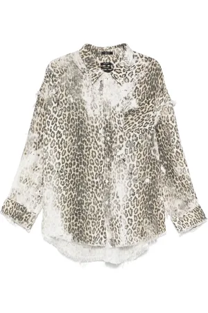 R13 Shredded seam-detail shirt