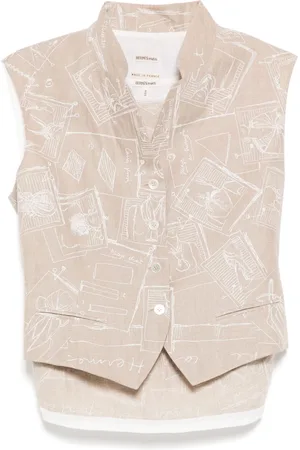 Hermès 1990-2000s ensemble sleeveless jacket top