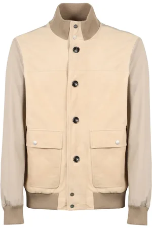 Kiton Leather-panelled windbreaker