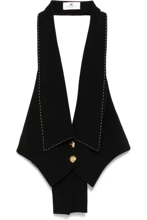Elisabetta Franchi Contrasting topstitching crepe waistcoat