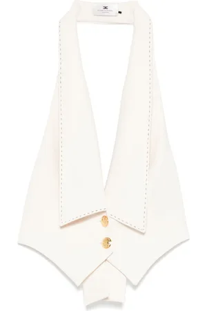 Elisabetta Franchi Contrasting topstitching crepe waistcoat