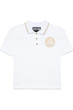 VERSACE Embroidered-logo polo top