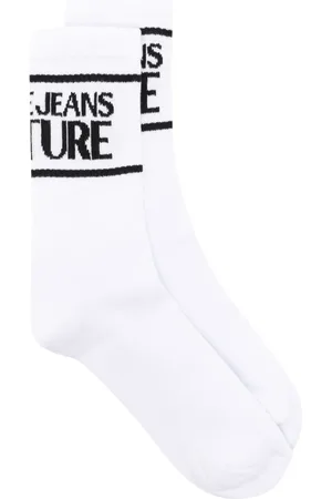 VERSACE Logo-intarsia knitted socks
