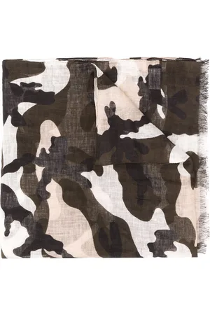 VALENTINO GARAVANI Camouflage print frayed scarf