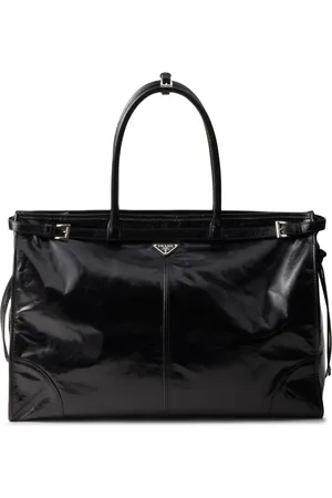 Prada Triangle-logo leather tote bag