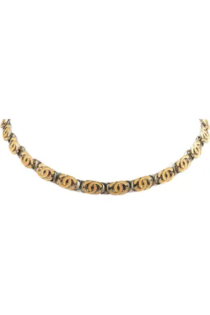 CHANEL 2000 Brass Enamel CC Chain costume necklace