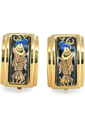 Hermès 20th Century Enamel Cloisonne Clip On costume earrings