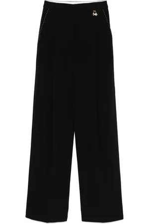 Elisabetta Franchi Contrasting-topstitching crepe trousers