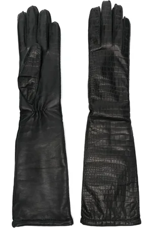 Manokhi Croc-effect long gloves