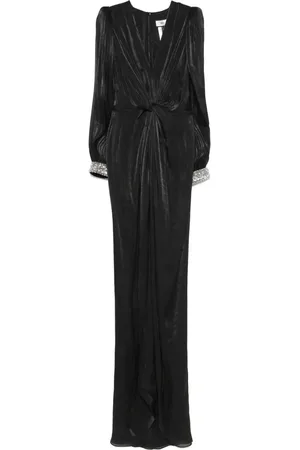 NISSA Twist-detail plissé maxi dress