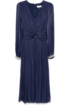 NISSA Pleated chiffon midi dress