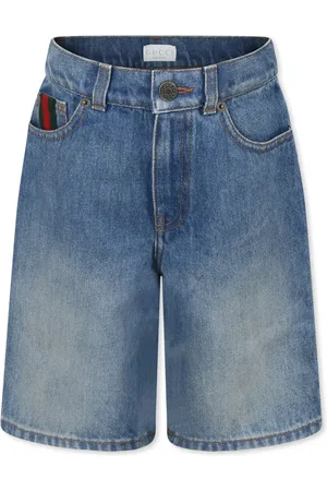 Gucci Web-stripe denim shorts