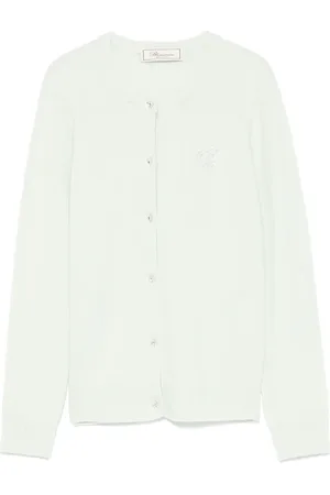 BLUMARINE Rhinestone-logo cardigan