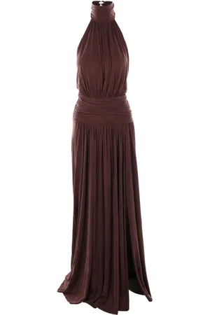 Elisabetta Franchi Jewelled bow jersey maxi dress