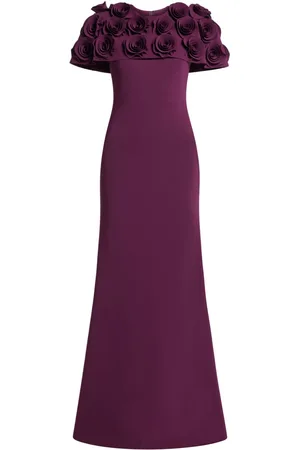 GRETA CONSTANTINE Rose-appliqué gown