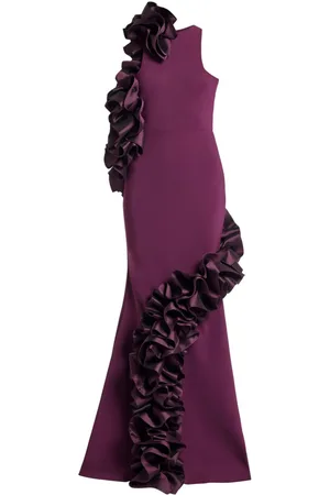 GRETA CONSTANTINE Ruffled-appliqué gown